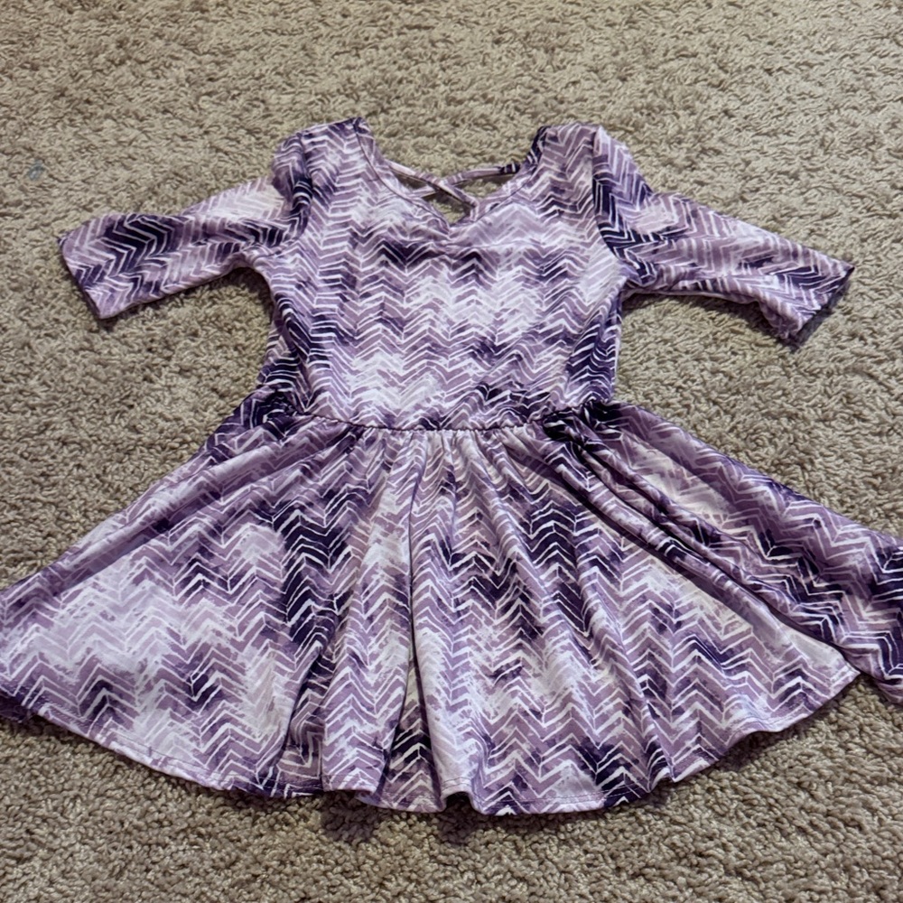 Dot Dot Smile Lavender Chevron Dress